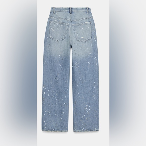 NWT Zara TRF High-Waist Straight Leg Rhinestone Jeans, 29(8) - Picture 2 of 6